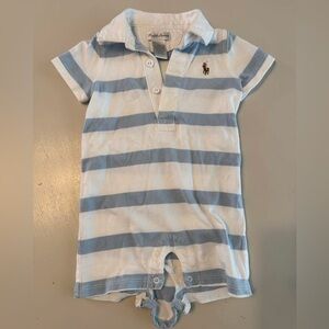 6 months Striped Blue and White Kids Polo Romper